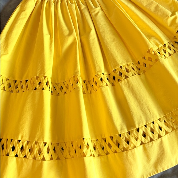 Alice + Olivia Yellow A-Line Skirt with Cutout Accents - Picture 2 of 6